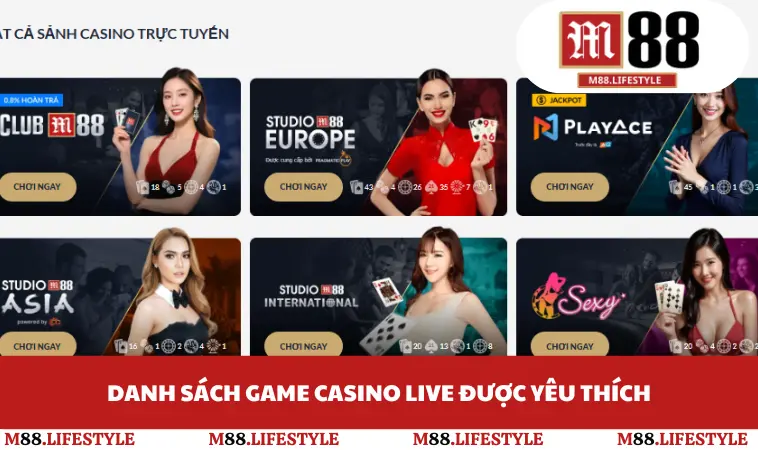 Danh sách game casino live được yêu thích